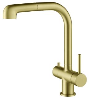 Смеситель для кухни Timo Saona 2346/17FL с подключением фильтра и выдвижной лейкой золото матовое